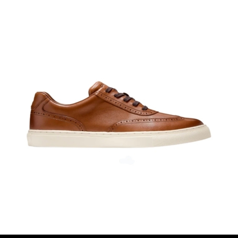 Cole Haan Men's Grand Kittery Wing Tip Sneakers, British Tan/Ivory, - Picture 1 of 7